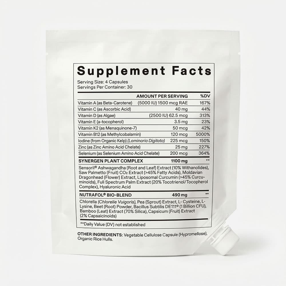 Nutrafol Vegan Hair Growth for Women Ages 18–44, 240 Capsules – 2-Month Refill Pouches