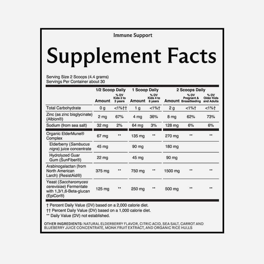 Immune Support Powder with Zinc & Elderberry - 30 Servings