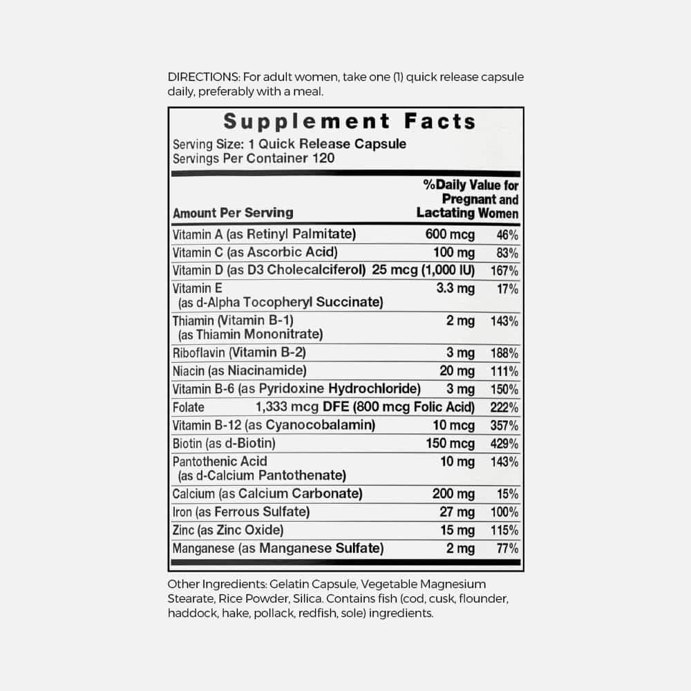 Prenatal Multivitamin with Folic Acid - 120 Capsules