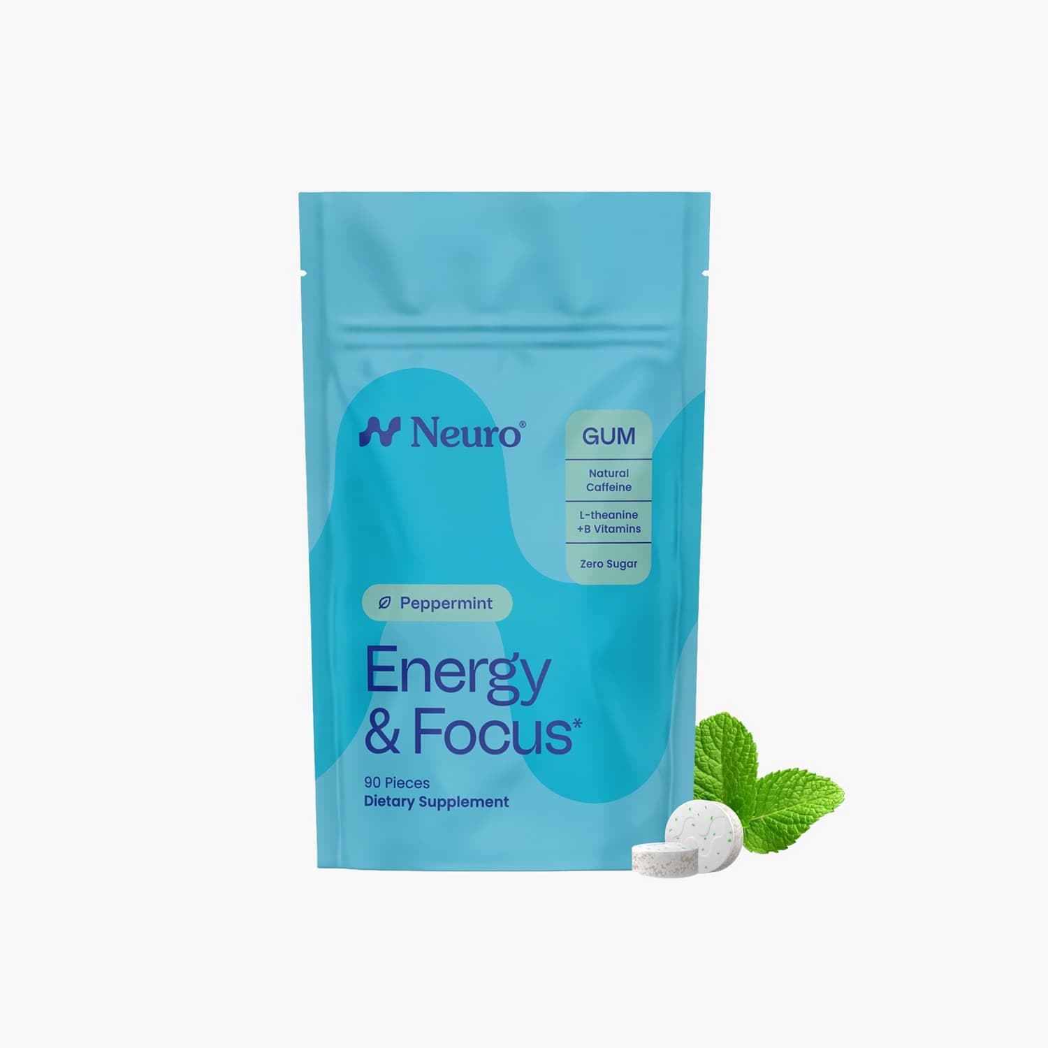 Neuro - Energy & Focus Gum 40mg Caffeine + L-Theanine - 90 Pieces