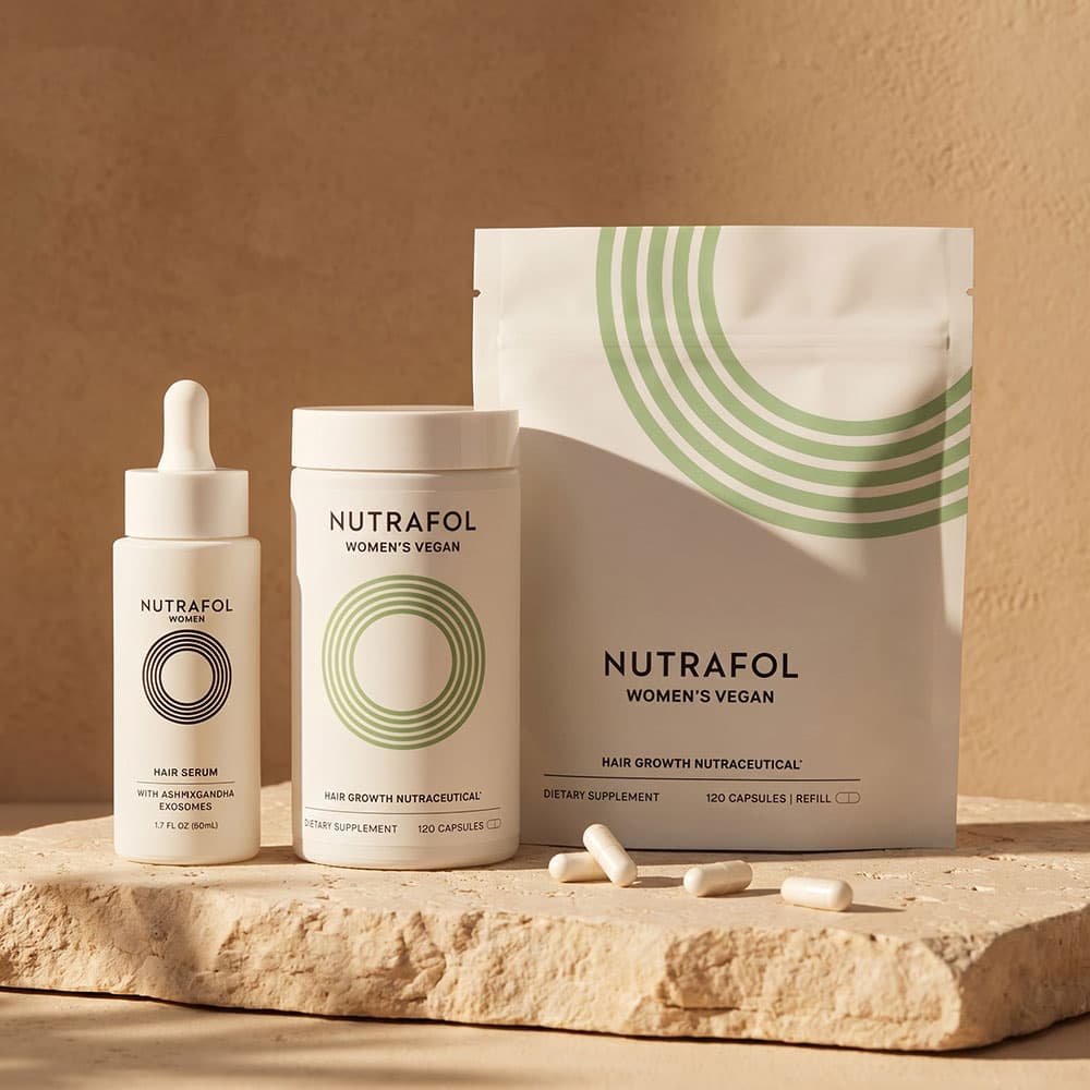 Nutrafol Hair Growth & Serum Kit for Women Ages 18–44, 360 Capsules – 3-Month Supply