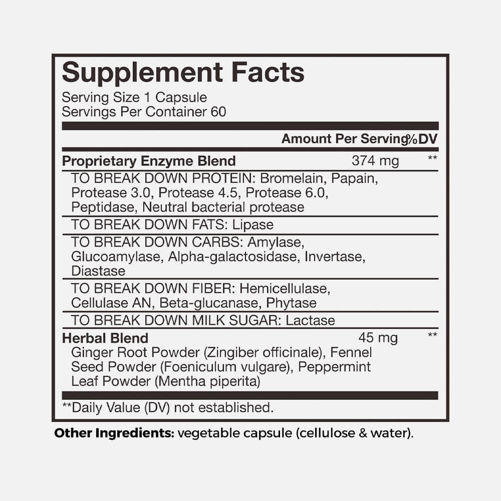 Flatter Me Extra Strength Digestive Enzymes - 60 Capsules