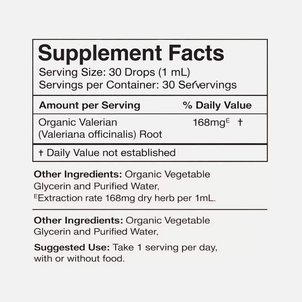 Organic Valerian Root Extract 168mg - 1 fl oz Liquid