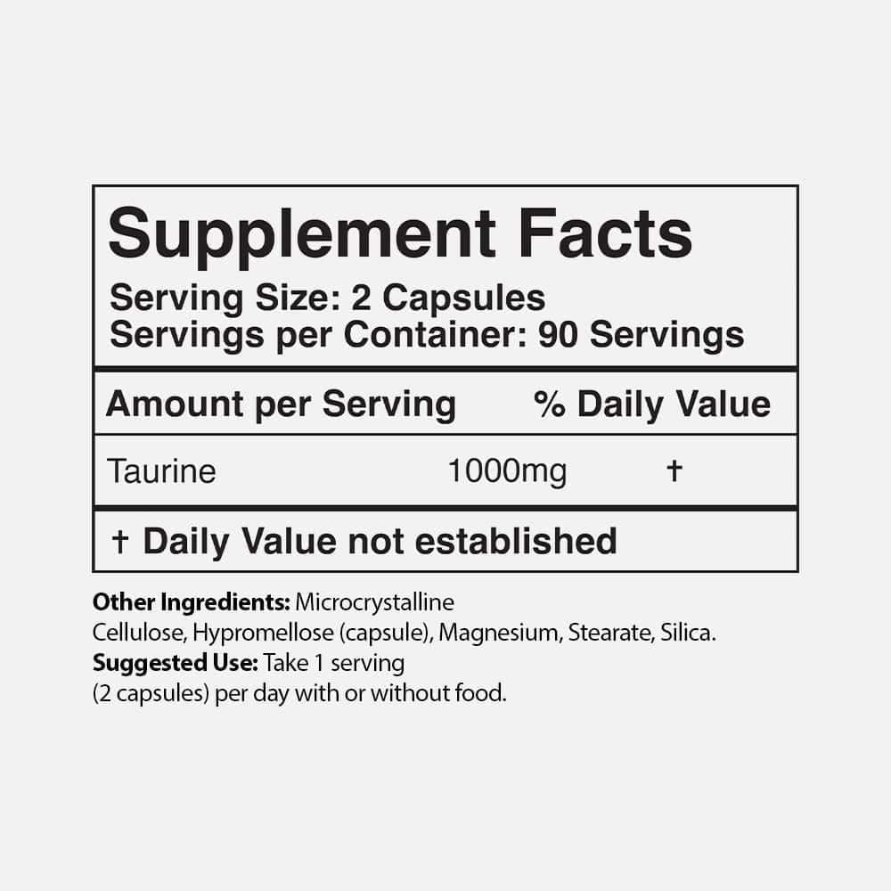 Taurine 1000mg - 180 Vegan Capsules