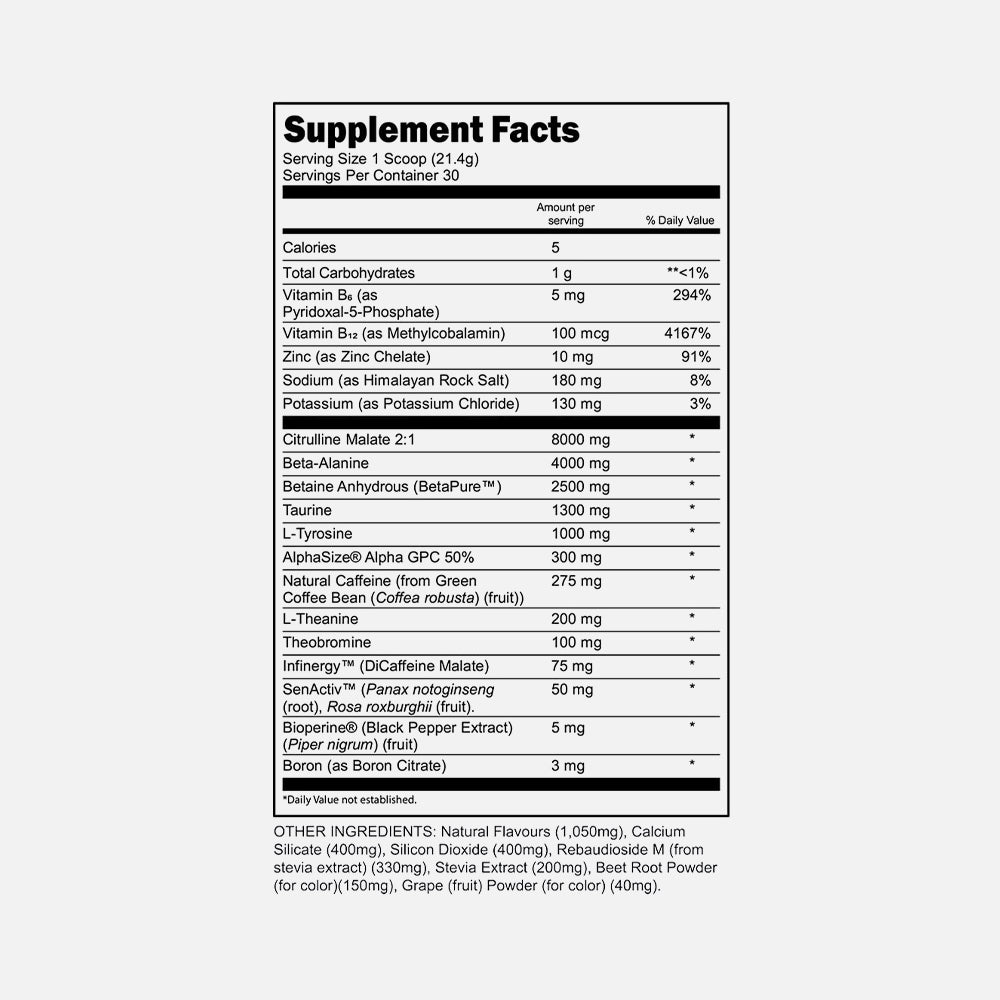 Bulk Black Pre Workout 275mg Caffeine Powder - Black Cherry