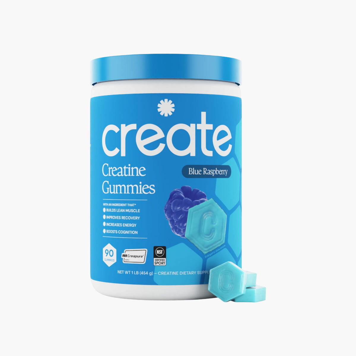 Create - Creatine Monohydrate Gummies - Blue Raspberry - 60 Count