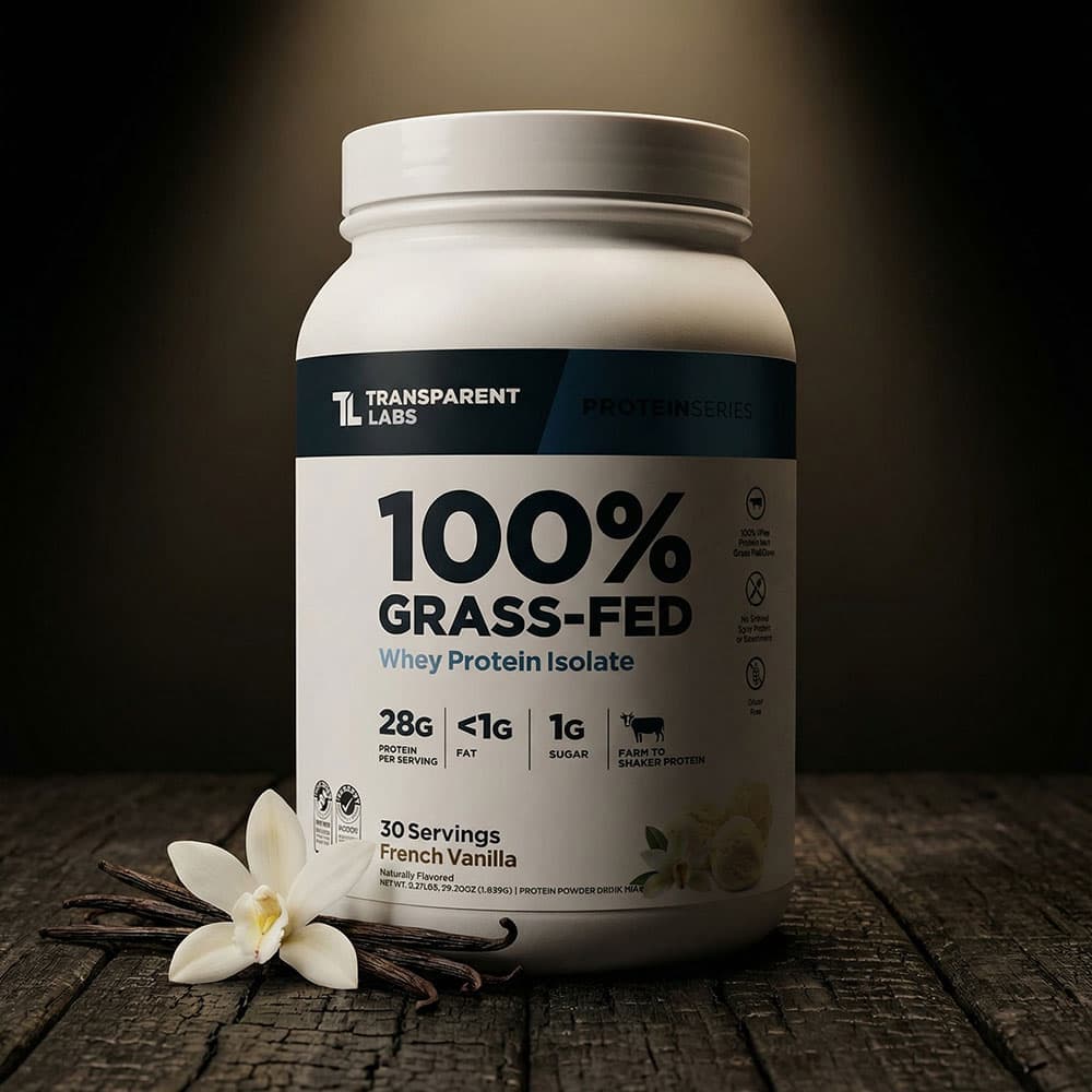 Grass-Fed Whey Protein Isolate 28g - 30 Servings Powder - French Vanilla
