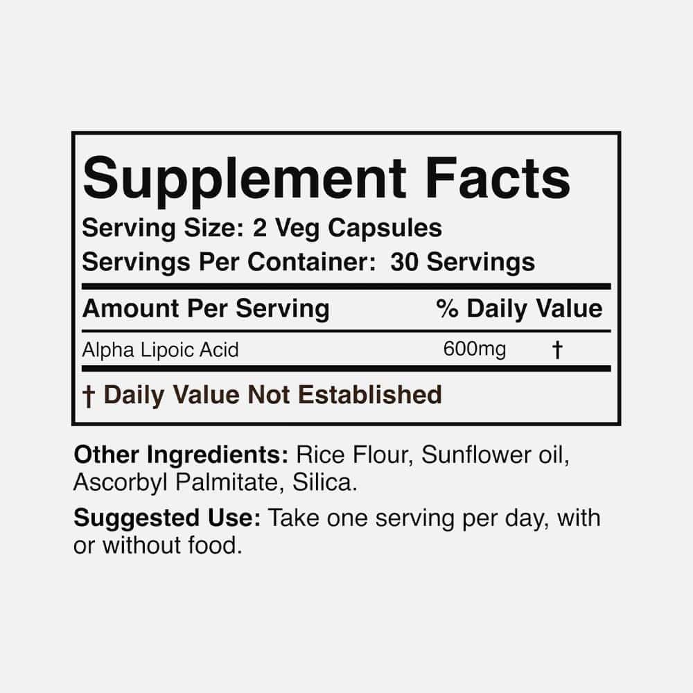 Alpha Lipoic Acid 600mg - 60 Capsules