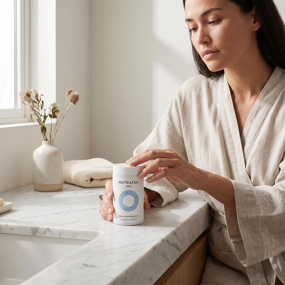 Nutrafol Clear Skin Acne Support for Women, 120 Vegan Capsules – 1-Month Supply