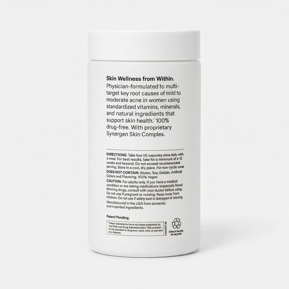 Nutrafol Clear Skin Acne Support for Women, 120 Vegan Capsules – 1-Month Supply