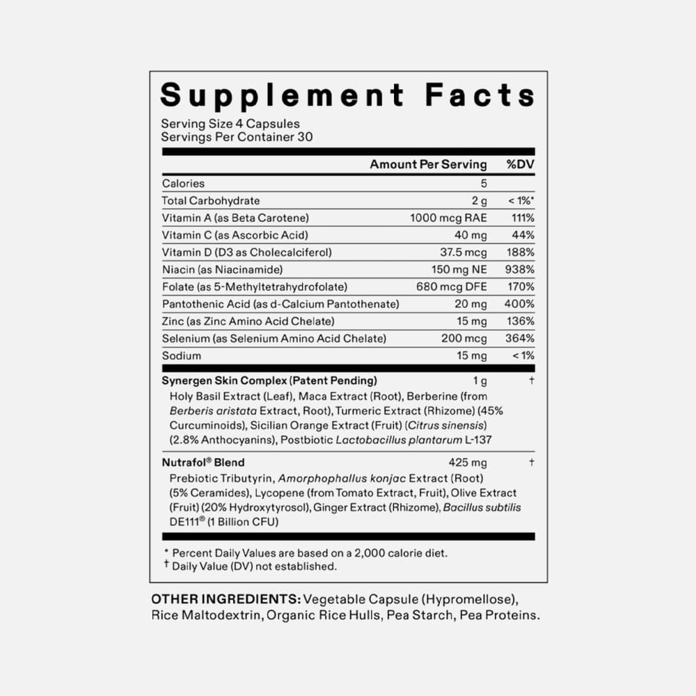 Nutrafol Clear Skin Acne Support for Women, 120 Vegan Capsules – 1-Month Supply