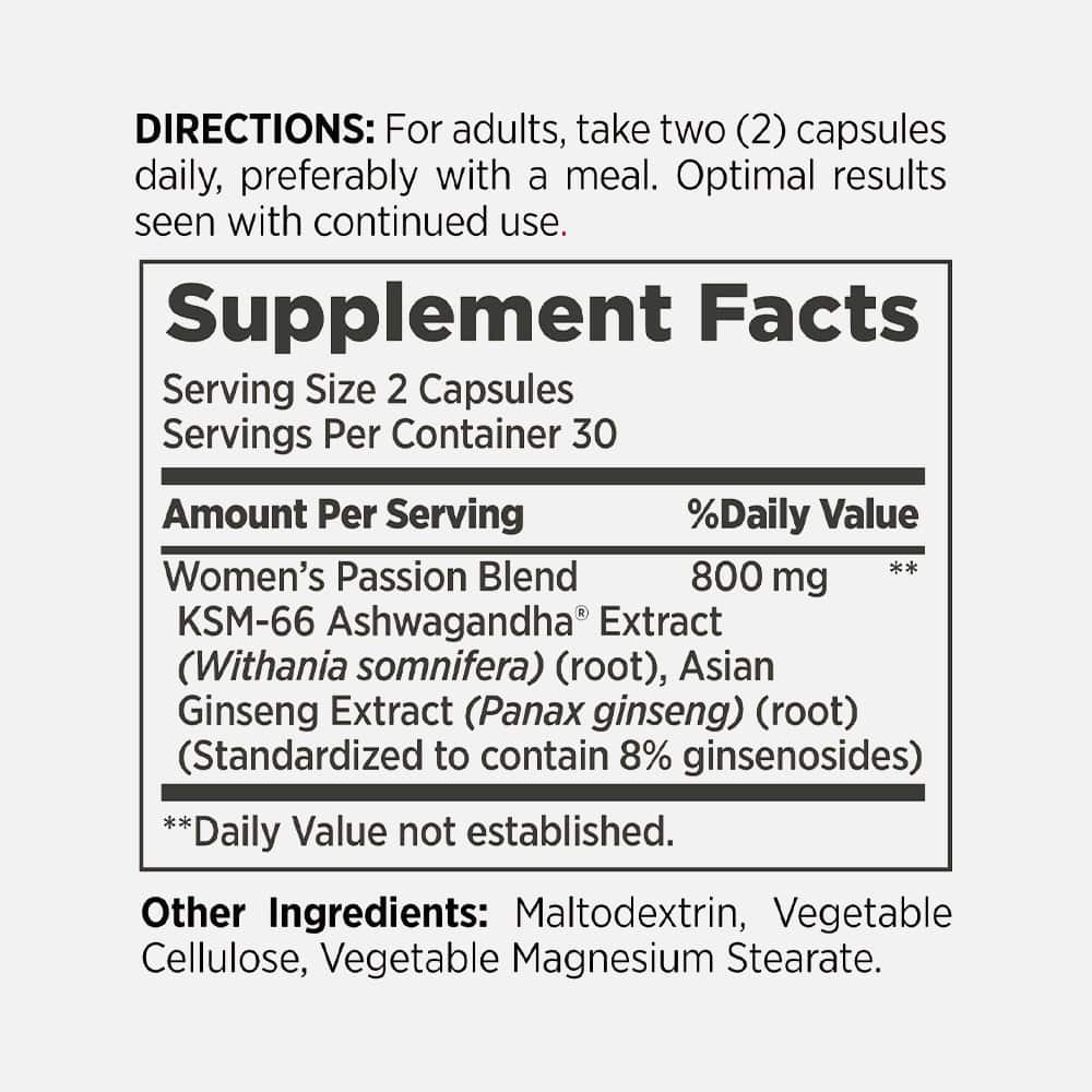 Ashwagandha & Ginseng 60 Capsules - Intimacy Support
