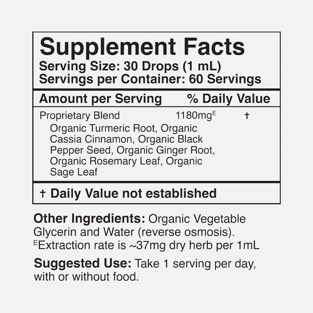 Organic Turmeric Curcumin 1180mg - 60 Liquid Servings