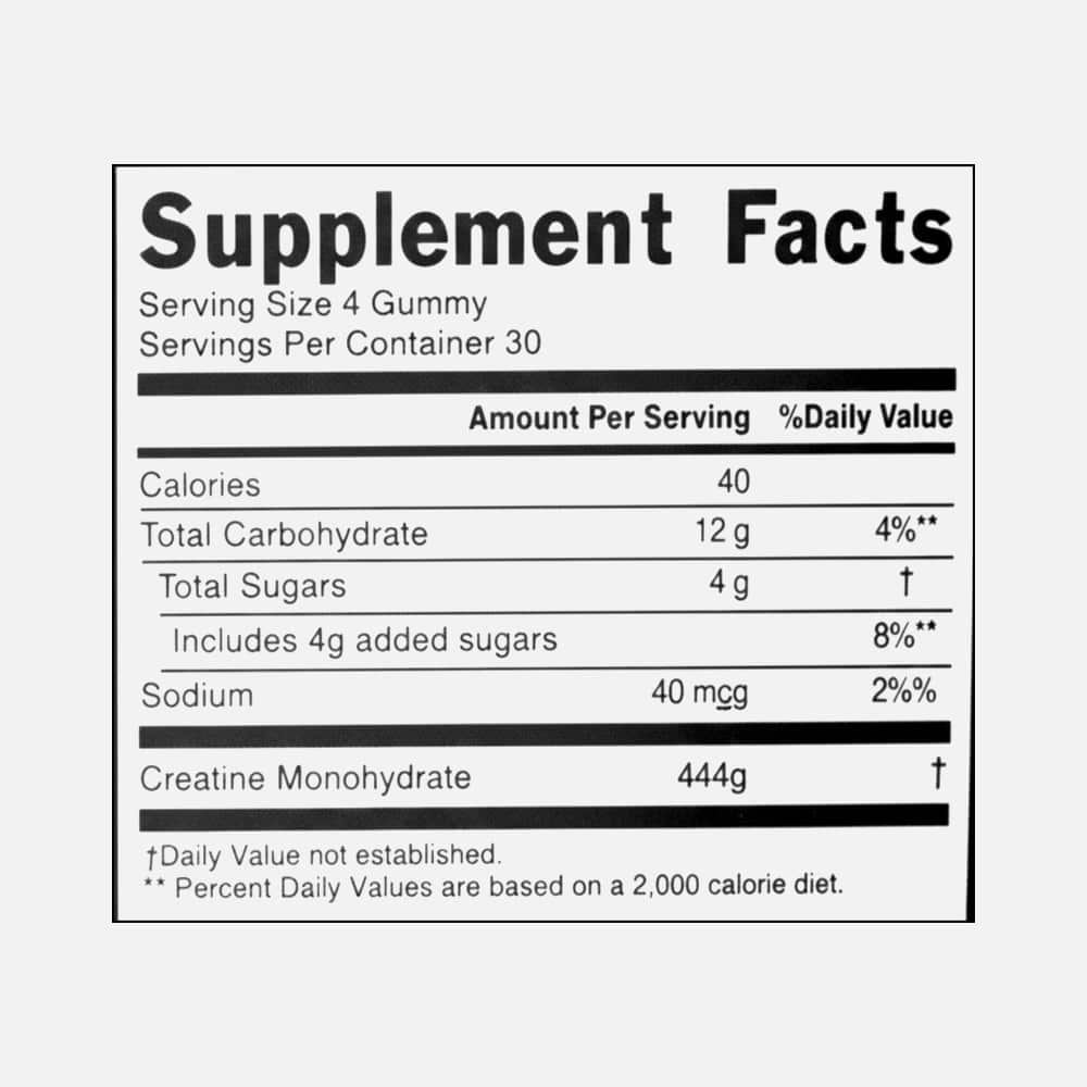 Creatine Monohydrate 4g - 120 Lemon Gummies