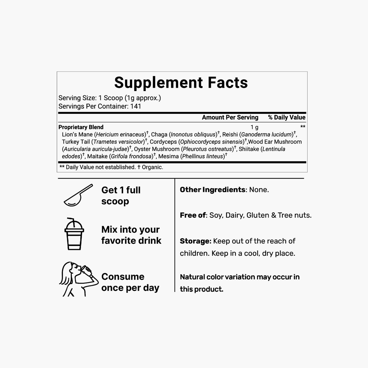 Organic Mushroom 10-in-1 Blend Powder 5oz