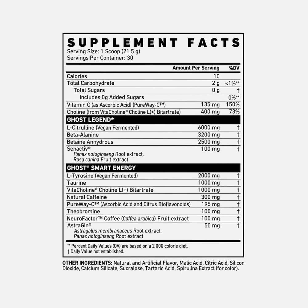 Ghost Legend Pre-Workout - 30 Servings Powder
