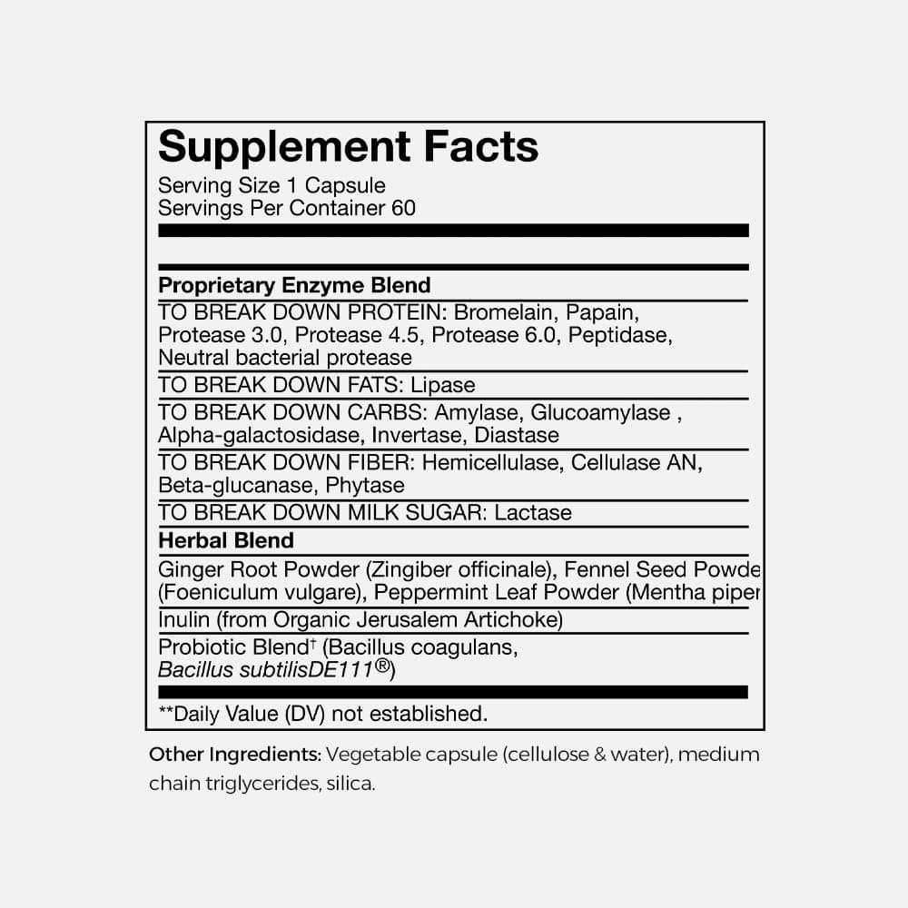 Digestive Enzymes with Prebiotics & Probiotics - 60 Capsules