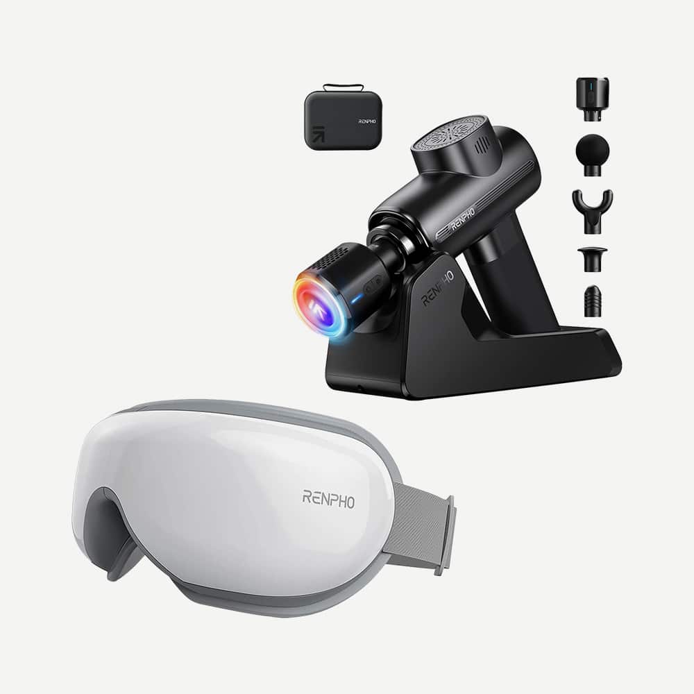 RENPHO Massage Gun with Stand & Eyeris 1 Eye Massager