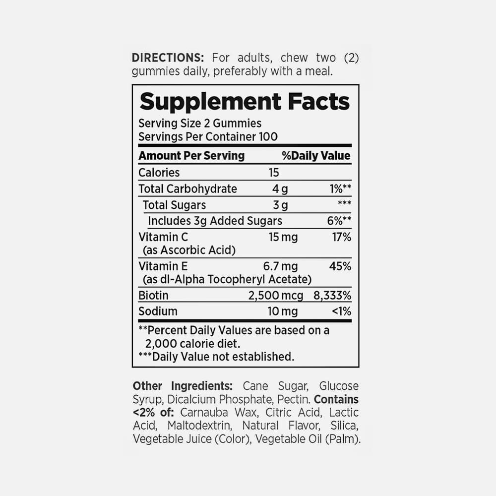 Biotin 2500mcg - 200 Strawberry Pectin Gummies