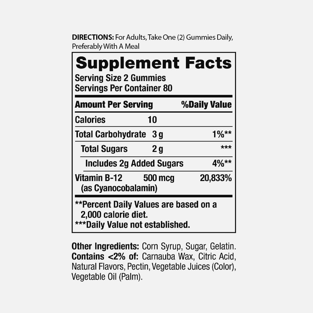 Vitamin B12 500mcg - 160 Mixed Berry Gummies