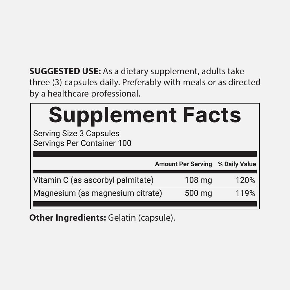 Magnesium Citrate 500mg with Vitamin C - 300 Capsules