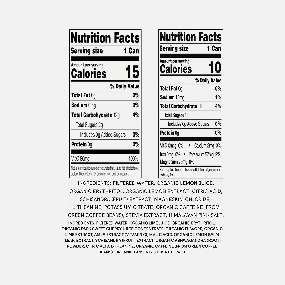 Sparkling Adaptogenic Water – Lemon Fizz & Cherry Limeade - 24 Cans