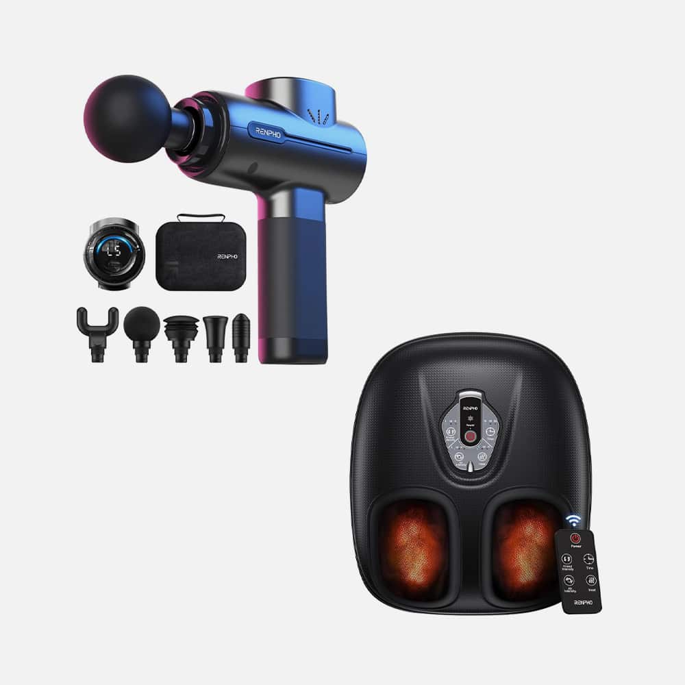 RENPHO Foot Massager with Heat & Massage Gun - 2 Devices