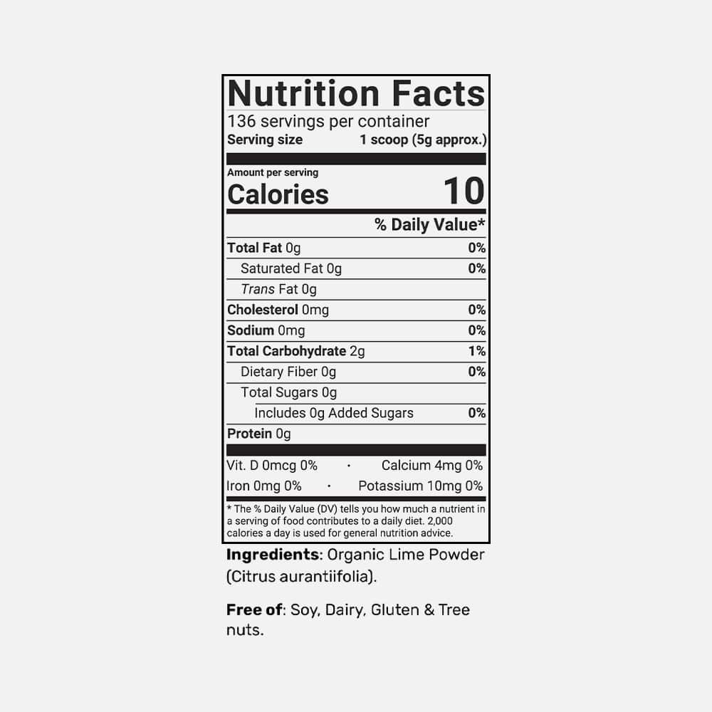 Micro Ingredients Organic Lime Powder - (Powder) 136 Servings
