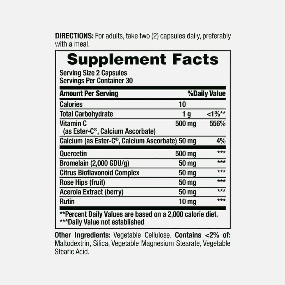 Quercetin with Ester-C 500mg - 60 Capsules