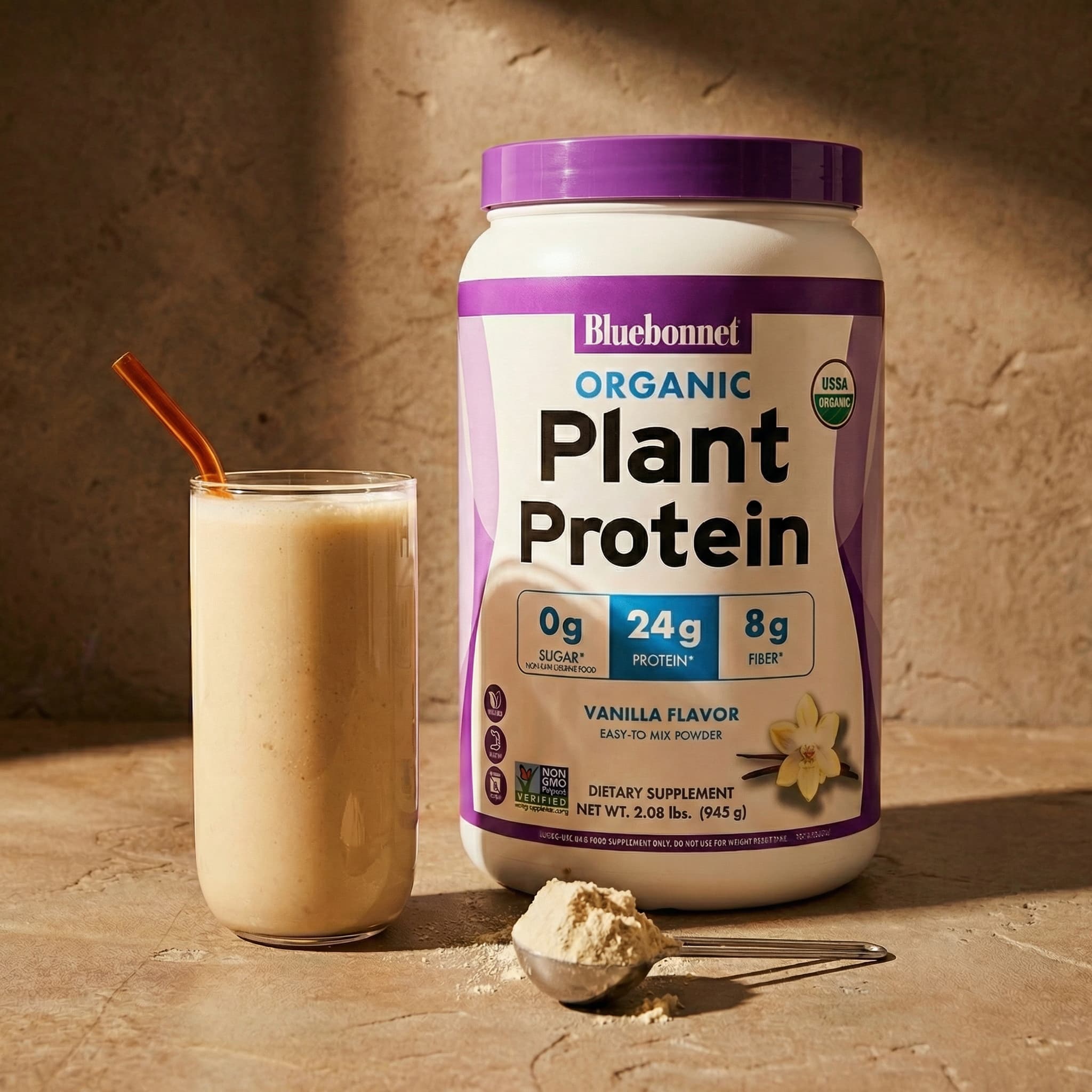Organic Plant Protein 24g - 21 Servings Powder (Vanilla)