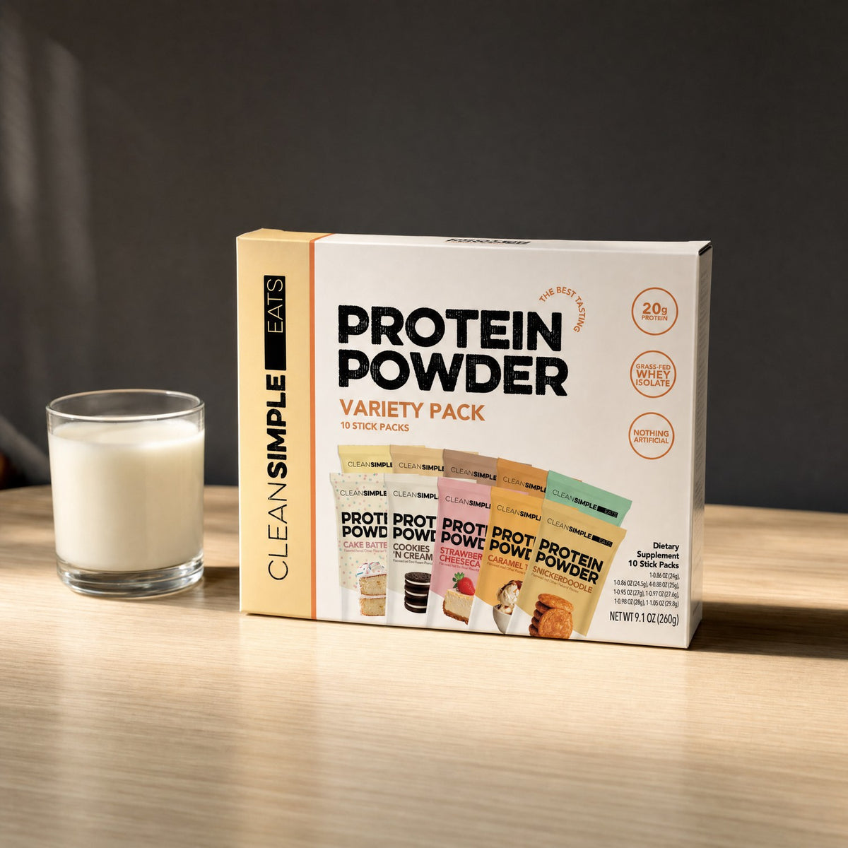 Clean Simple Eats - Whey Protein Powder (Variety Pack) - 10 Single-Serve Packs