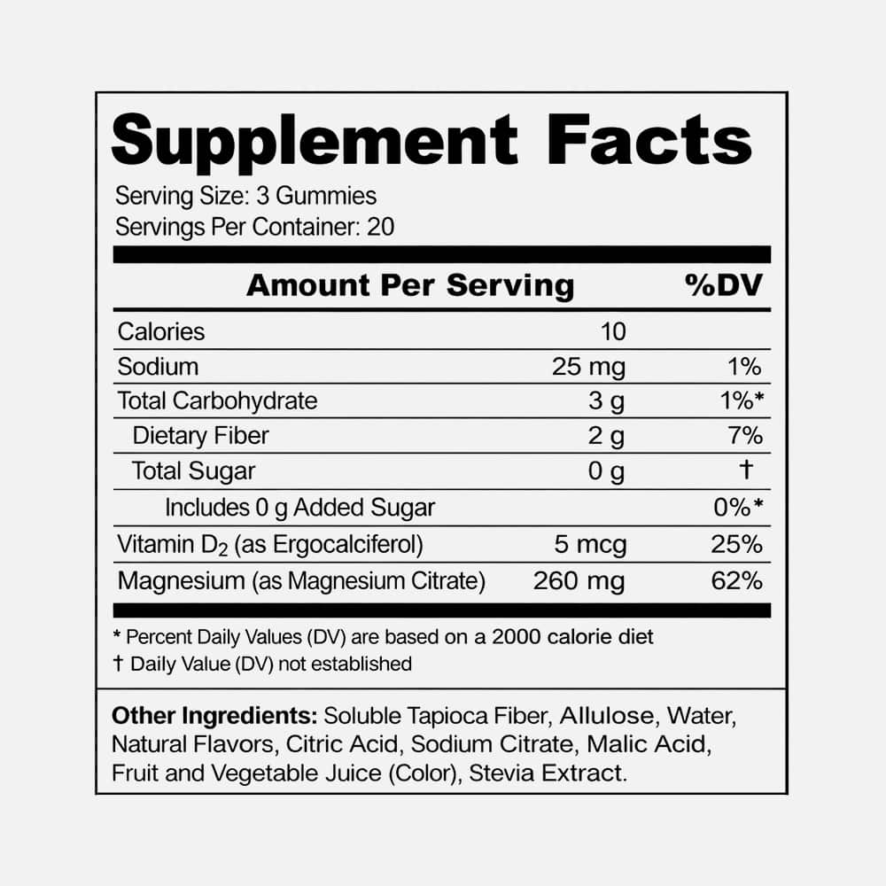 Zero Sugar Magnesium 260mg with Vitamin D - Gummies (3 Pack)