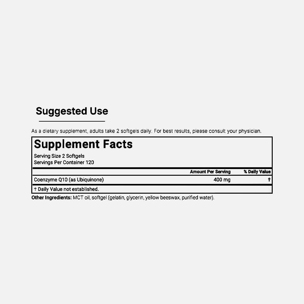 CoQ10 400mg - 240 Softgels (with Coconut MCT Oil)