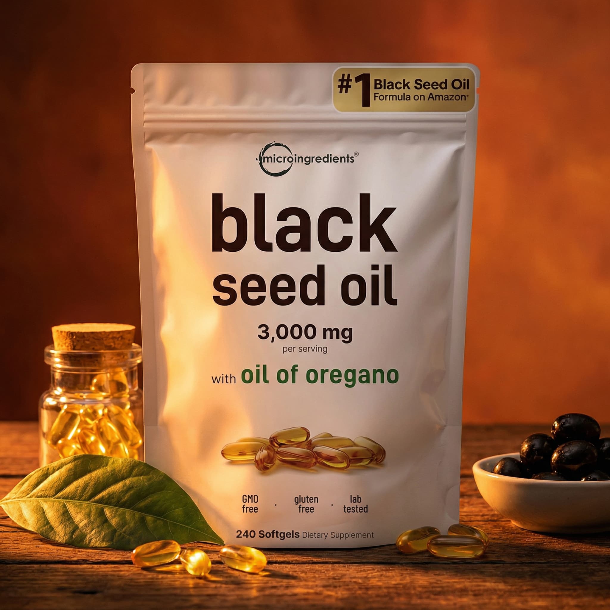Black Seed Oil 3000mg + Oregano Oil 100mg - 240 Softgels