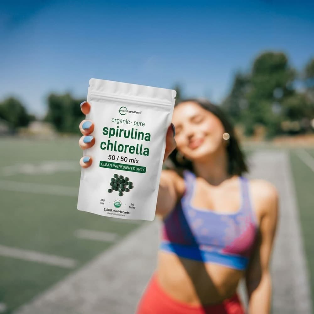 Organic Spirulina Chlorella 2000mg - 2,500 Mini Tablets