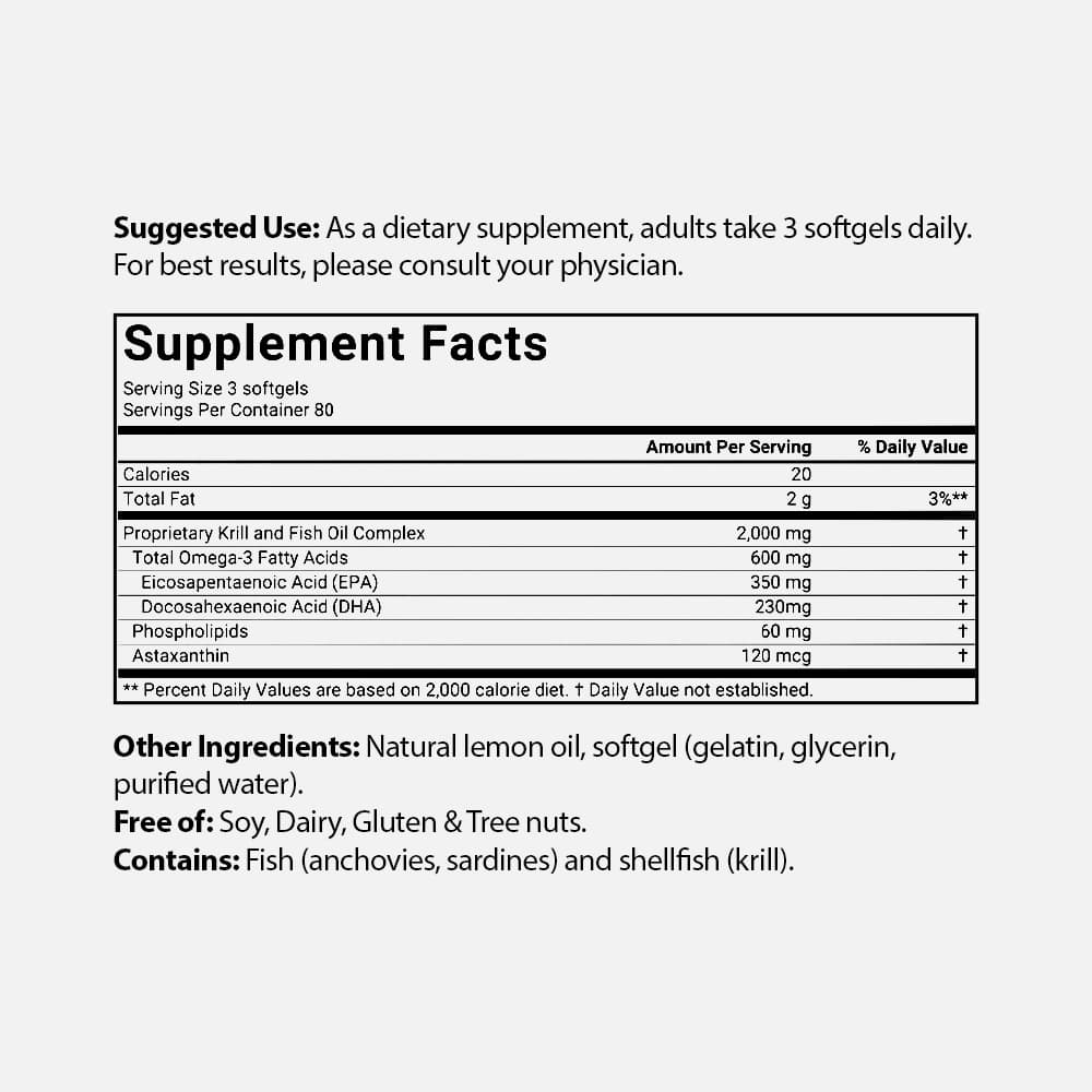 Mega Omega-3 Krill & Fish Oil 2000mg - 240 Softgels