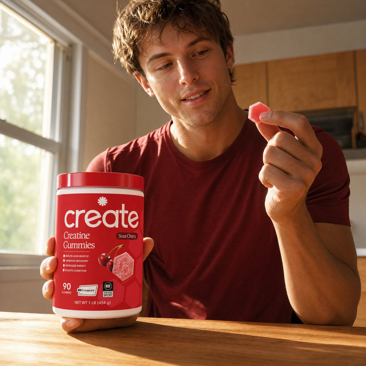 Create - Creatine Monohydrate Gummies - Sour Cherry - 60 Count