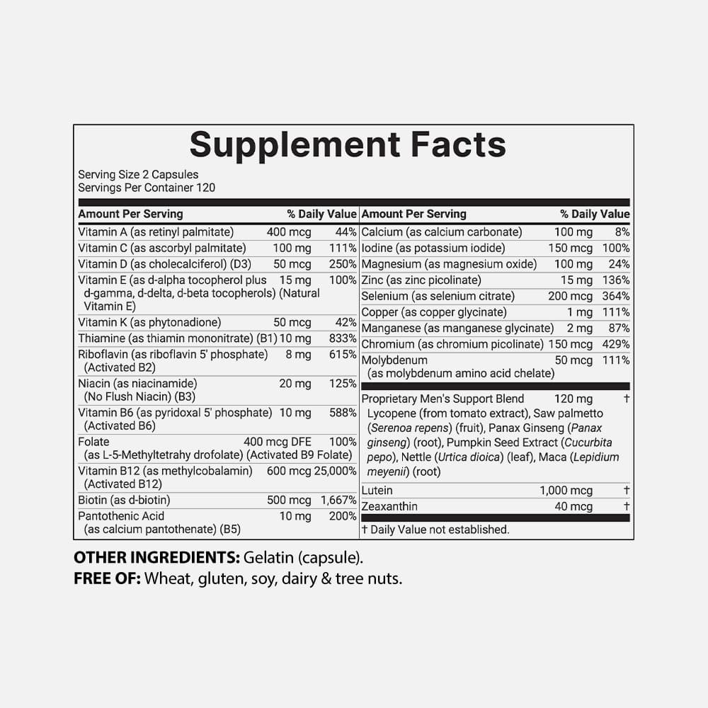 Methylated Multivitamin for Men - 240 Capsules