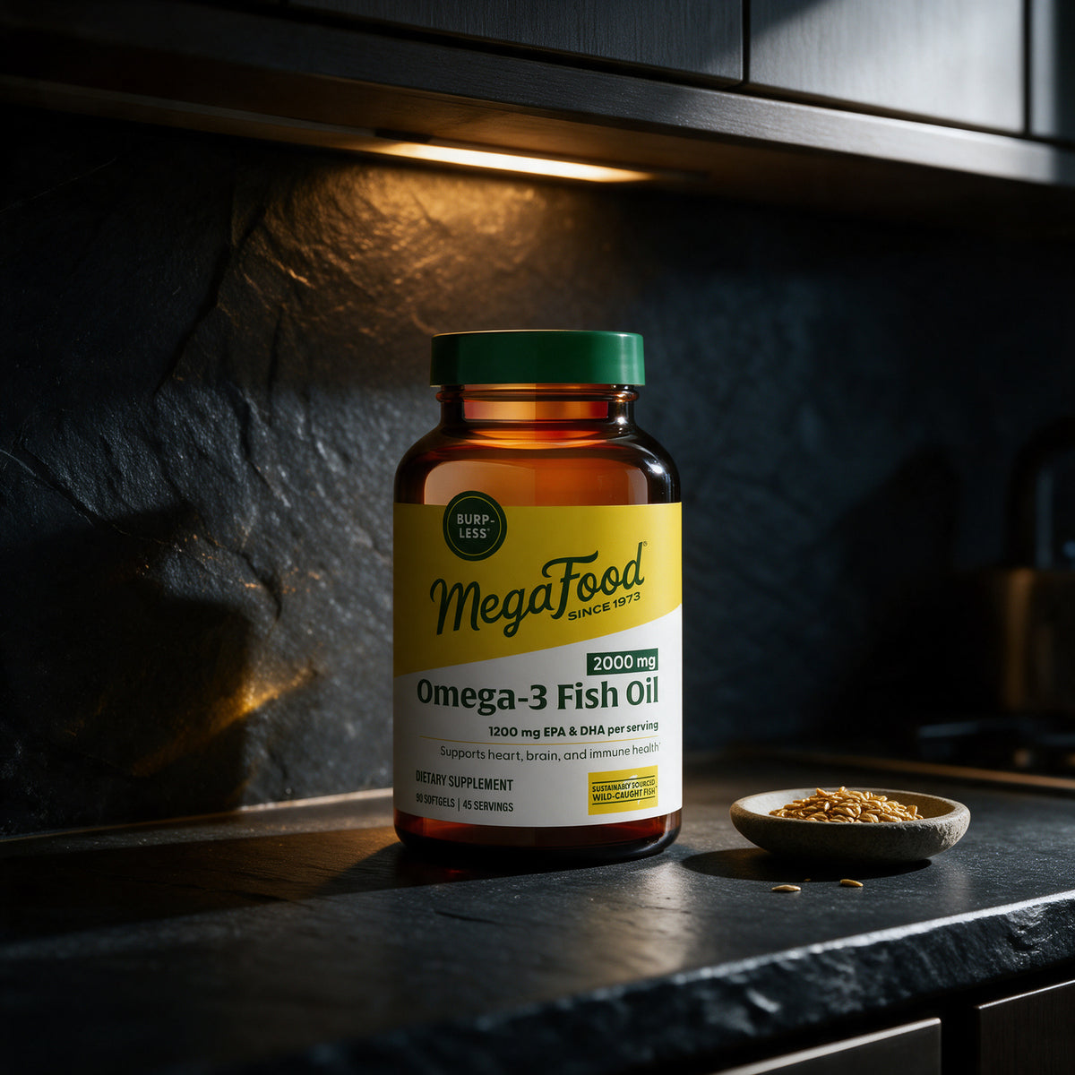 MegaFood - Fish Oil Omega-3 2000mg - Lemon - 90 Softgels