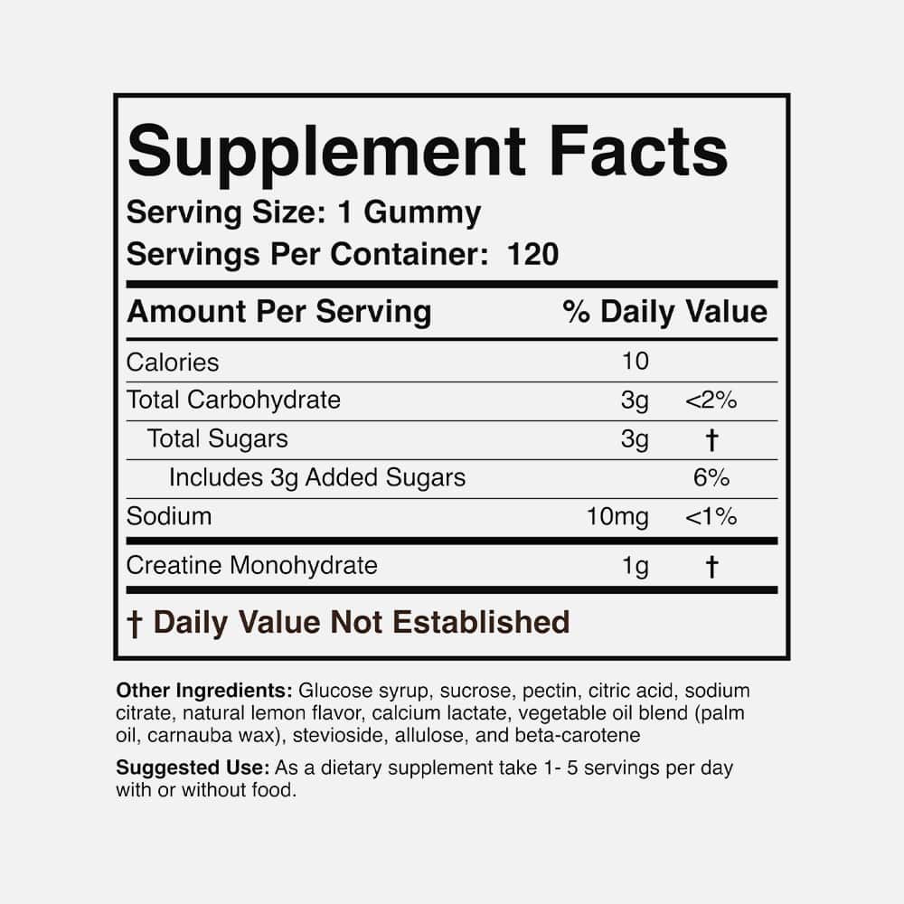 Creatine Monohydrate 1g - 120 Gummies