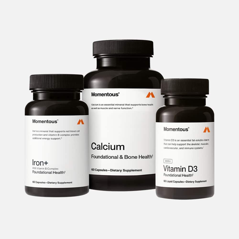 Momentous Women's Iron+, Calcium & Vitamin D3 2000 IU 60 Servings