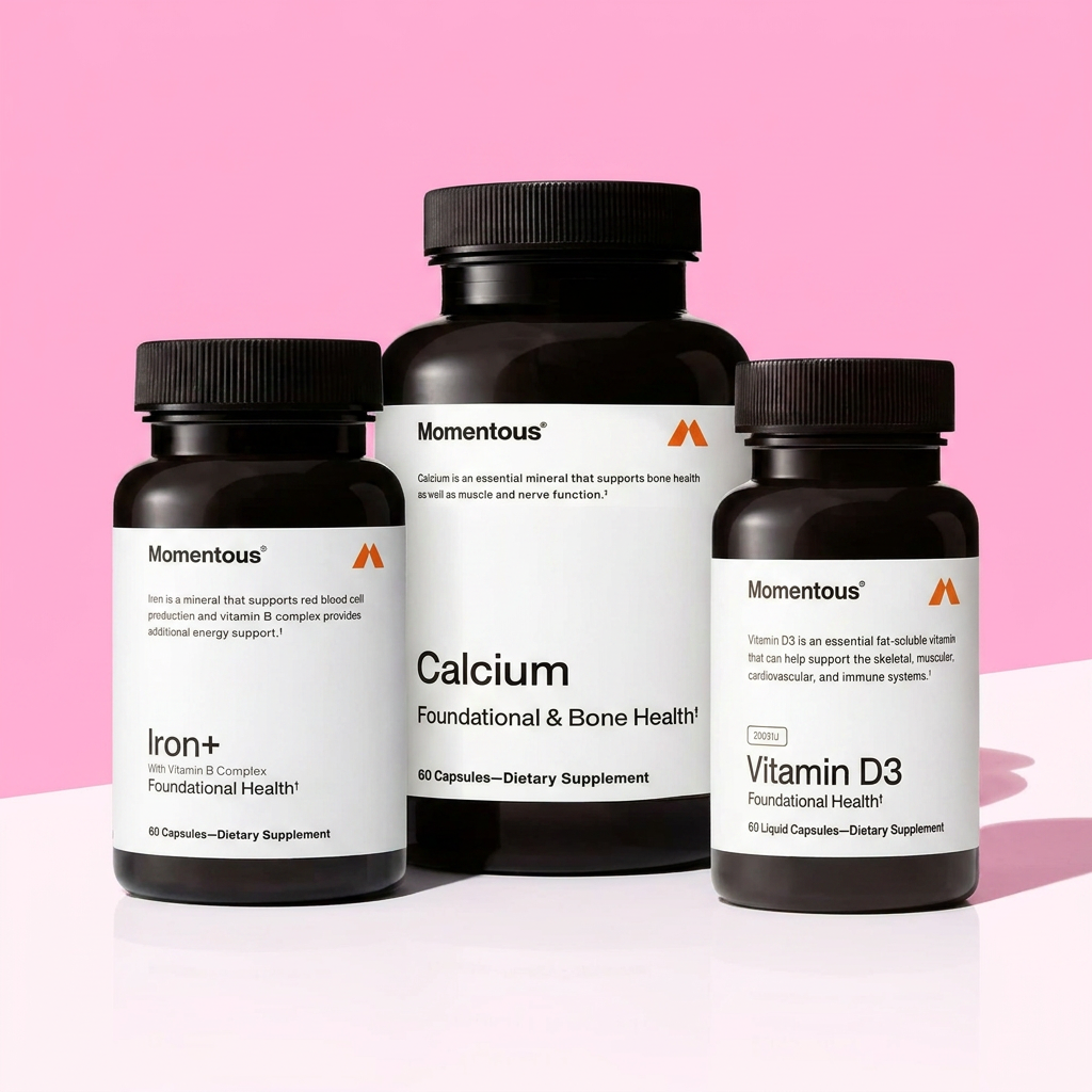 Momentous Women's Iron+, Calcium & Vitamin D3 2000 IU 60 Servings