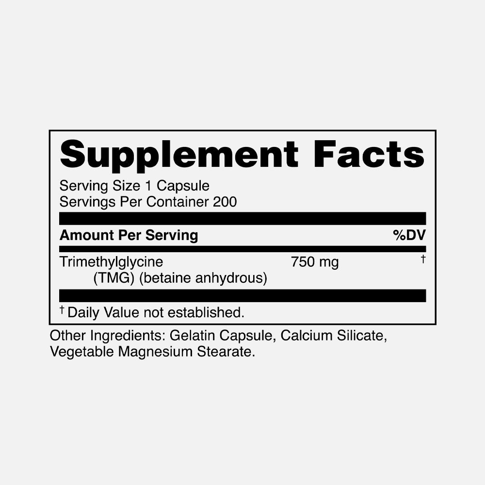 Trimethylglycine (TMG) 750mg - 200 Capsules