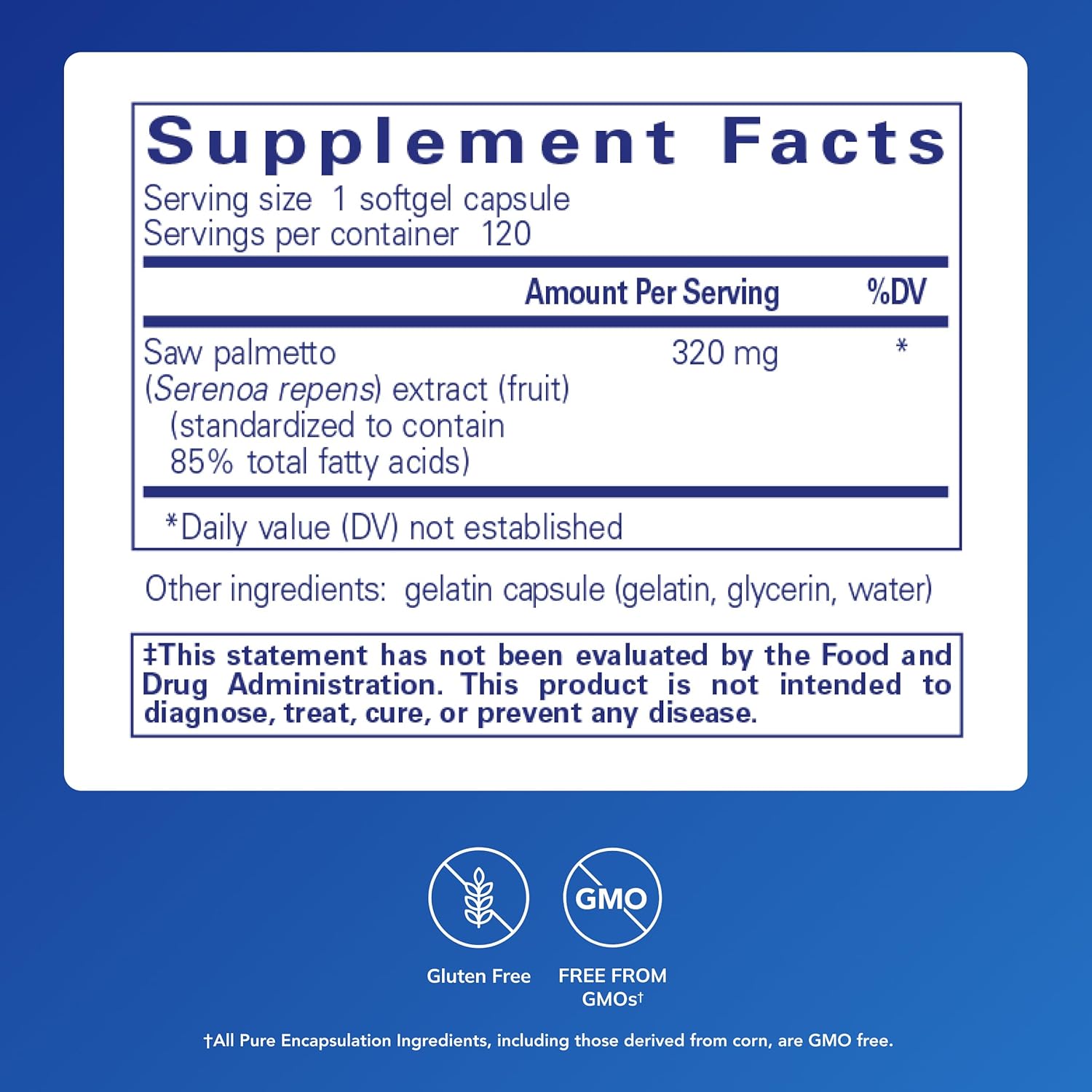 Pure Encapsulations Saw Palmetto 320 - 120 Softgel Capsules