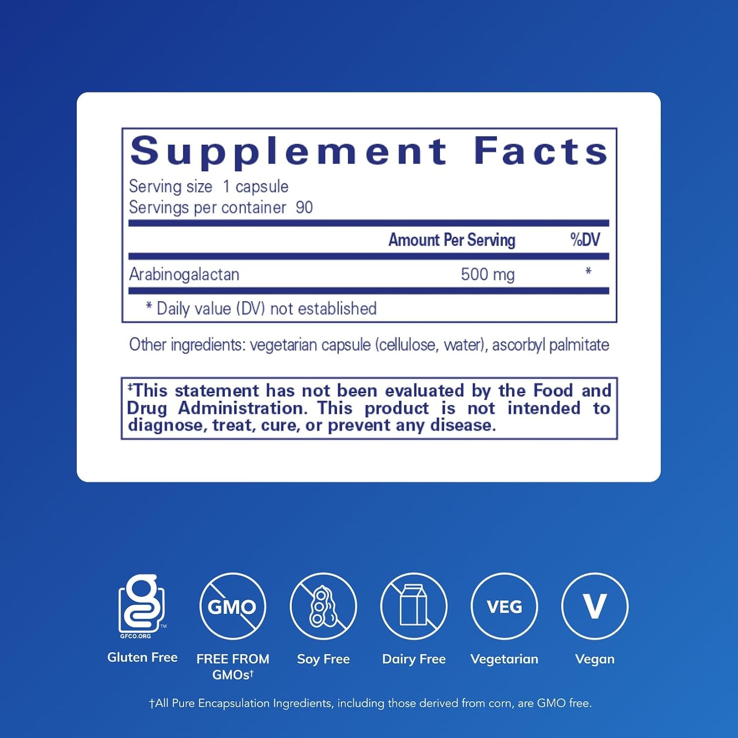 Pure Encapsulations Arabinogalactan 90 Capsules