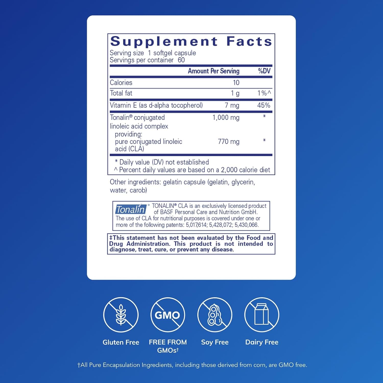 Pure Encapsulations CLA (Conjugated Linoleic Acid) 1,000 mg 60 Softgels