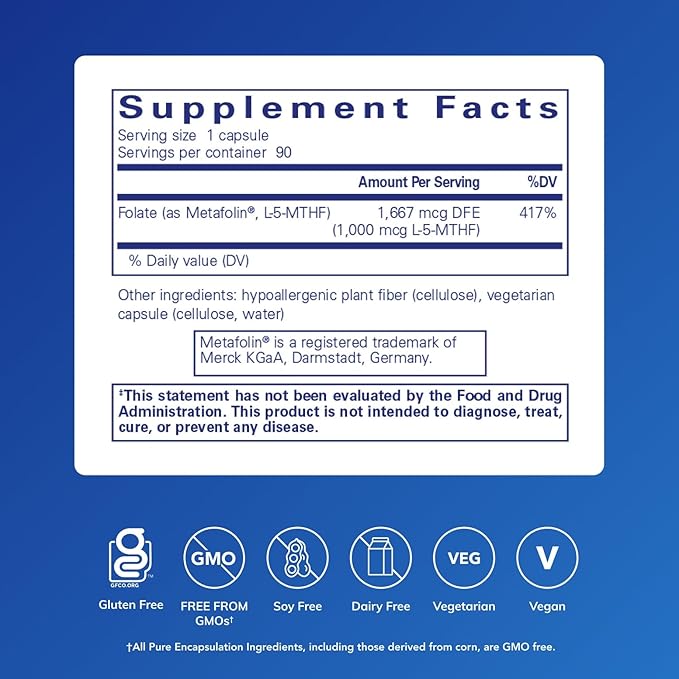 Pure Encapsulations Folate 1000 - 90 Capsules