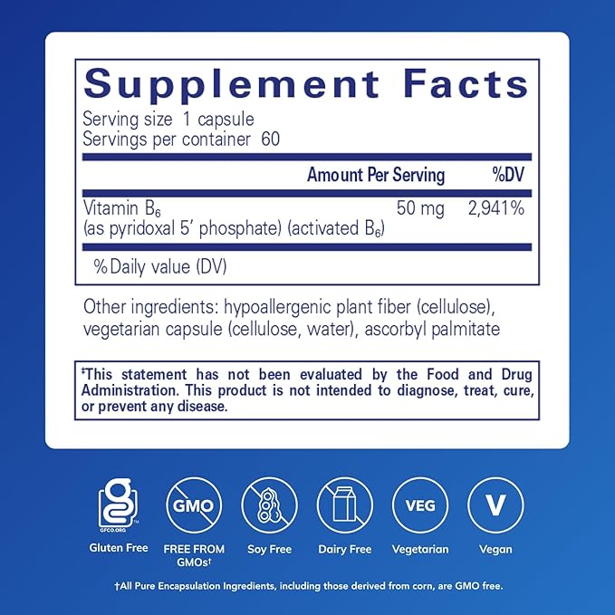 Pure Encapsulations P5P 50 - Active Vitamin B6 - 60 Capsules