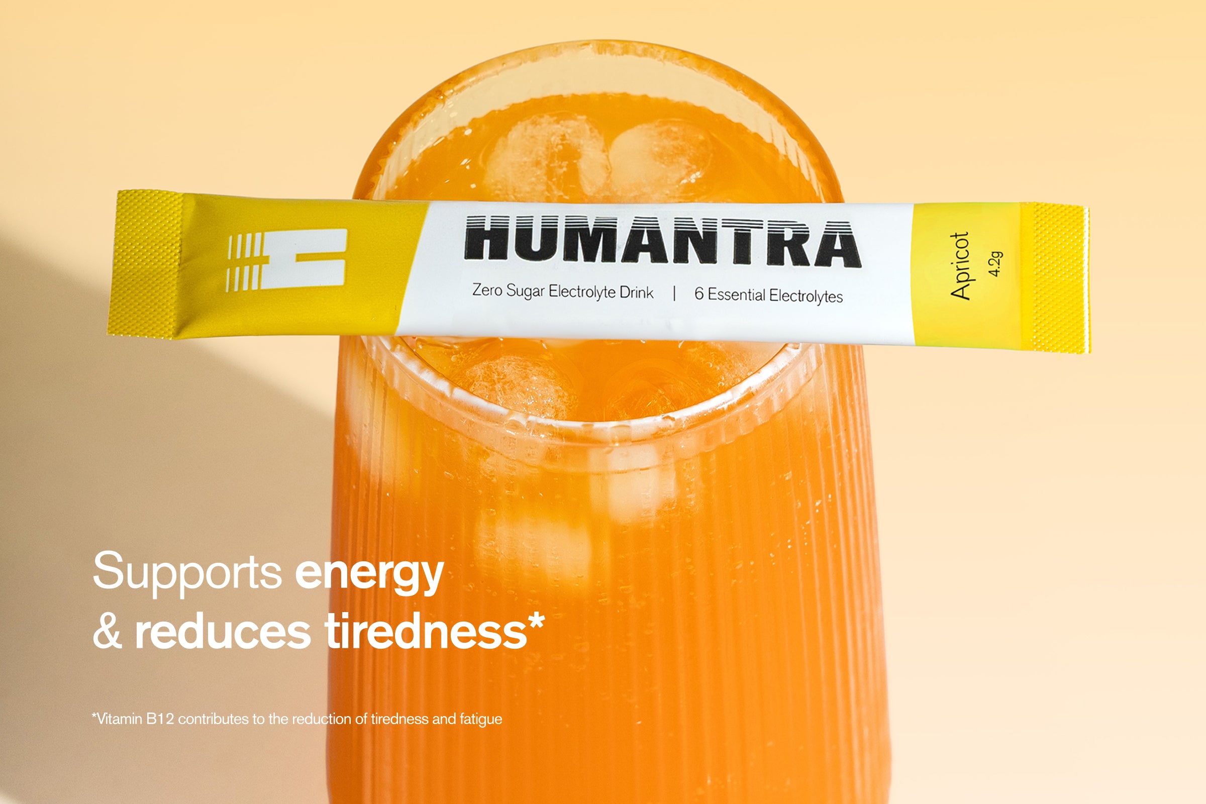Humantra Electrolyte Powder – Apricot (20 Sachets) | 6-Electrolyte Hydration | Plant-Based, Vegan, Sugar Free & Gluten Free