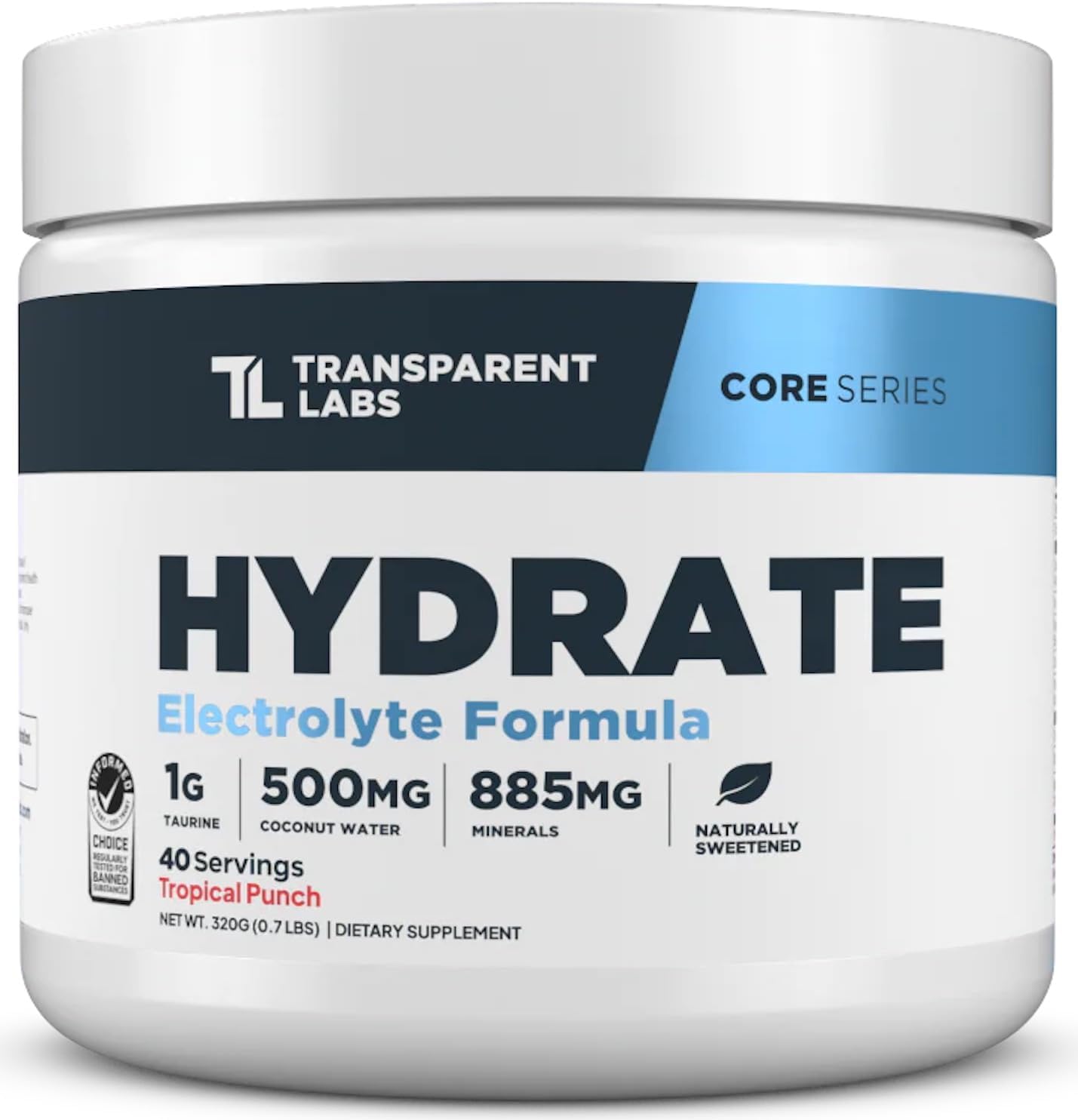 Transparent Labs Hydrate Naturally Sweetened Electrolytes Powder، مسحوق ترطيب طبيعي